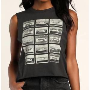 Prince Peter Collection Black Muscle Tee with Cassette Tape Graphic